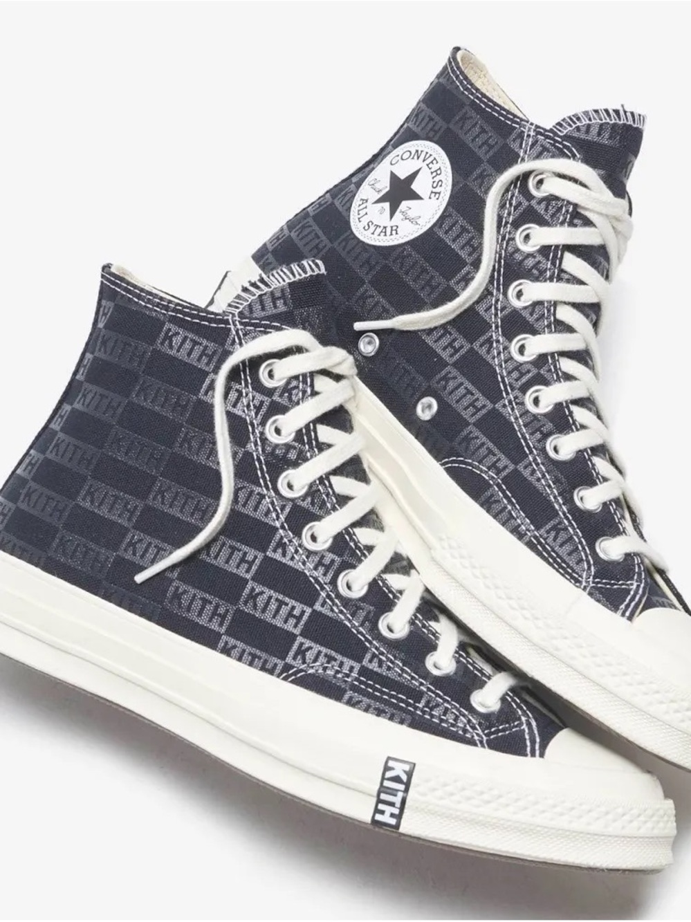 KITH Converse High Top Sneakers in Black and White - KITH Checker Pattern
